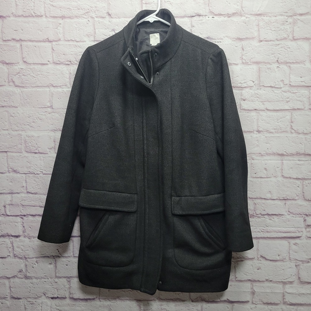 J Jill Peacoat Jacket Lined Coat Womens MP Charcoal Gray Minimalist Fleece Warm‎
